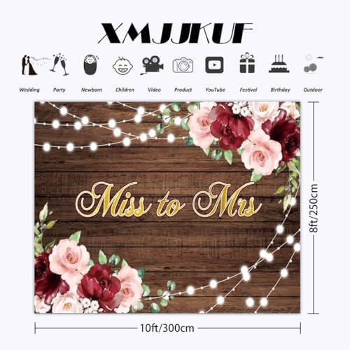 10x8ft Fabric Backdrop for Bridal Shower and Wedding Photography