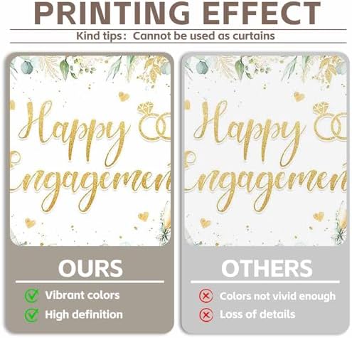 Happy Engagement Backdrop 72x43inch Green Leaves Rose Diamond