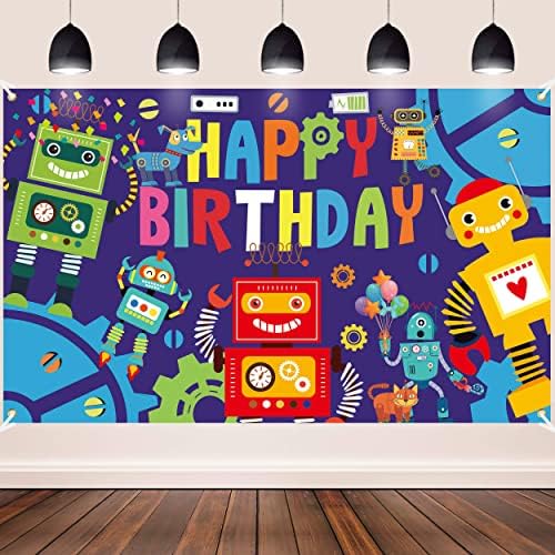Robot Birthday Party Backdrop 59x36ft