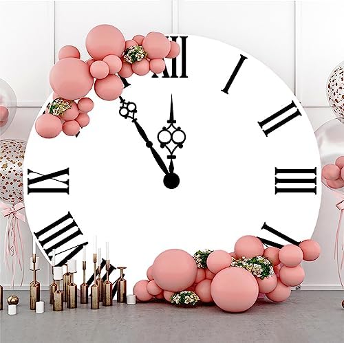 4ft Diameter Black White Retro Clock Photography Backdrop