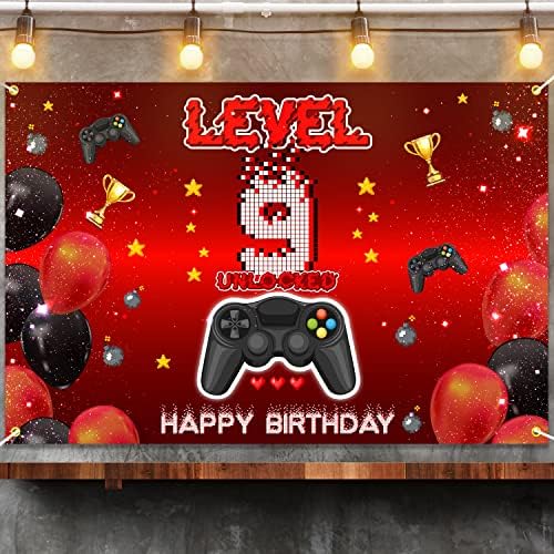 Level 9 Unlocked Birthday Backdrop Banner Decor Sign