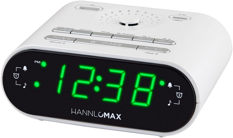 HANNLOMAX HX-158CR Alarm Clock Radio with FM and Dual Alarms