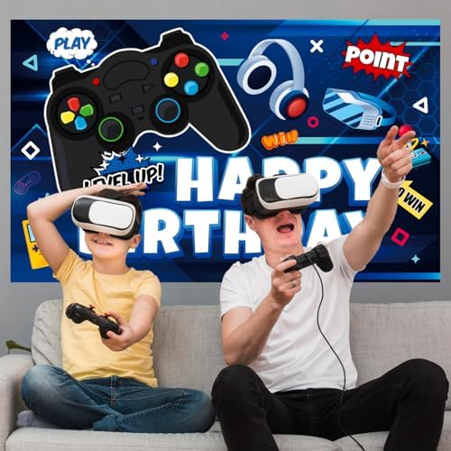 Video Game Birthday Decorations Banner 71x43 Inch