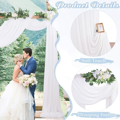 White Chiffon Arch Drapes 2 Panels 6 Yards Sheer Backdrop