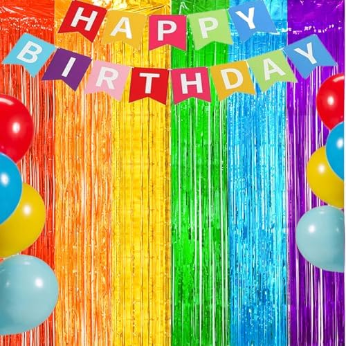 MYUPDALIN Rainbow Foil Curtains 2 Pack