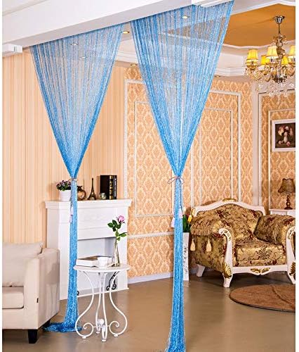 Duosuny 39x78 Inch Silver Ribbon Door Curtain
