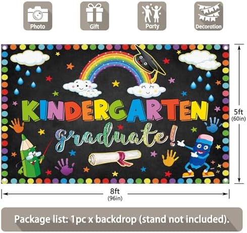 96x60 Inch Graduation Backdrop for Kids