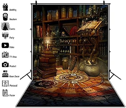Laeacco 5x7FT Fantasy Room Magic School Halloween Horror Night Backdrop