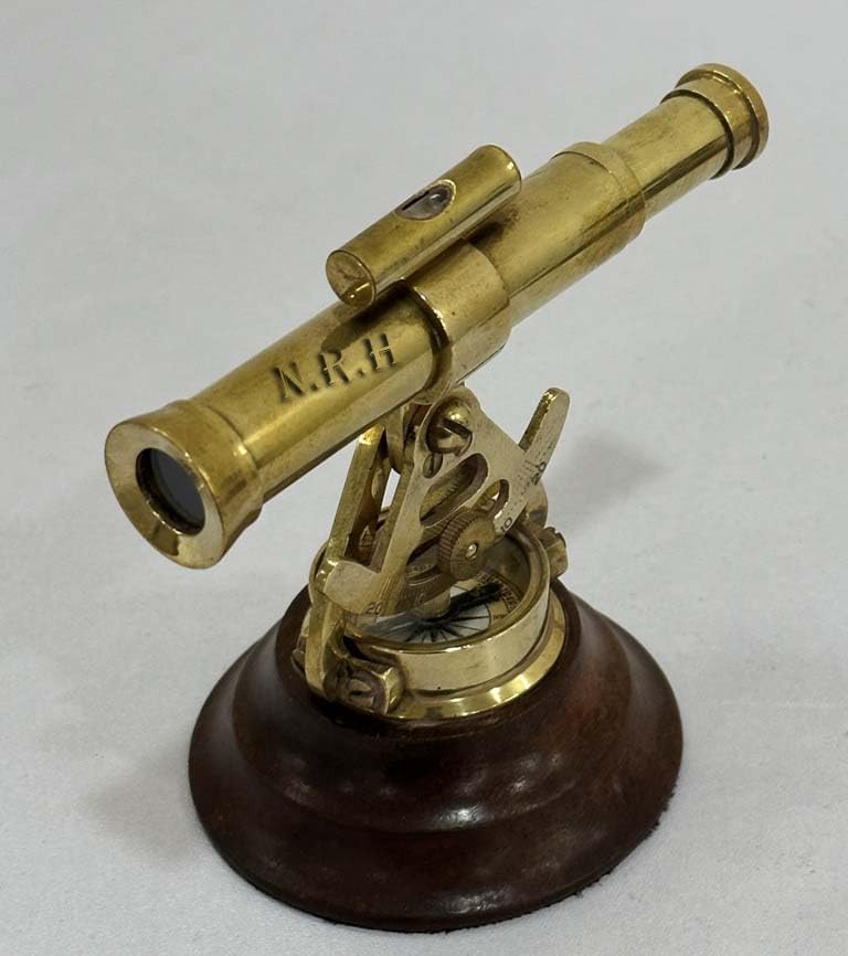 4 Inch Brass Alidade Telescope with Base Compass