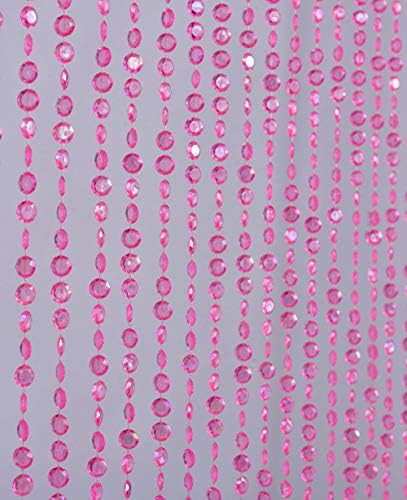 FlavorThings Iridescent Pink Crystal Beaded Curtain 3FT x 6FT