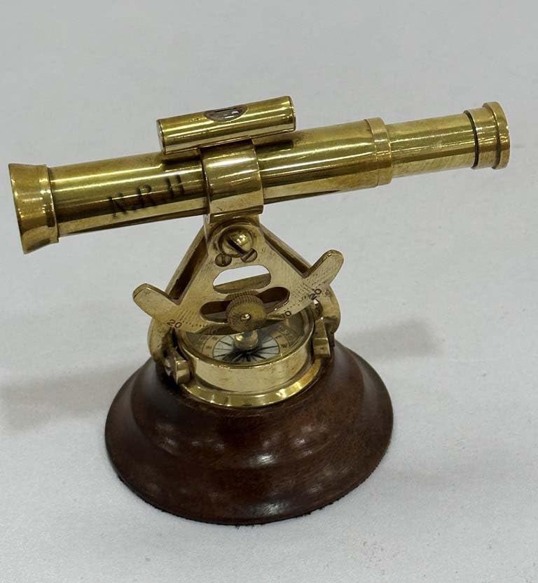 4 Inch Brass Alidade Telescope with Base Compass