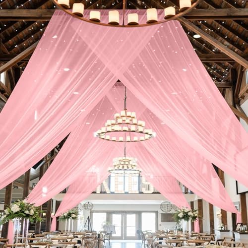 6 Panels Dusty Rose Ceiling Drapes for Wedding and Events
