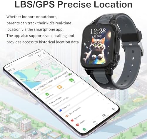 Tixpc 4G Kids Smart Watch with GPS and SOS Features Black