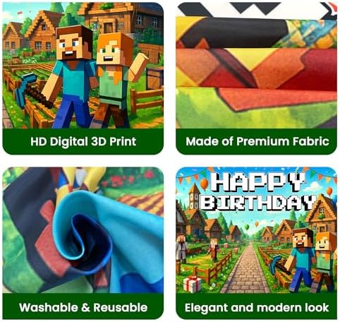 Pixel Gaming Birthday Banner Boy 6x4ft Decor