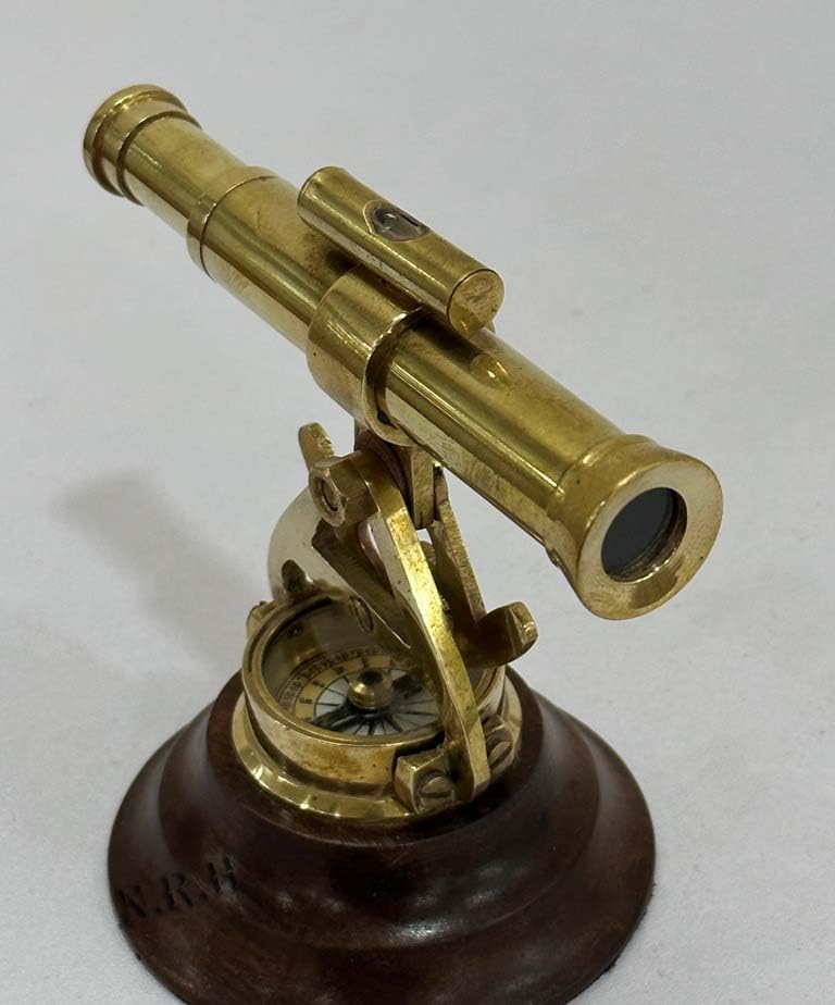 4 Inch Brass Alidade Telescope with Base Compass