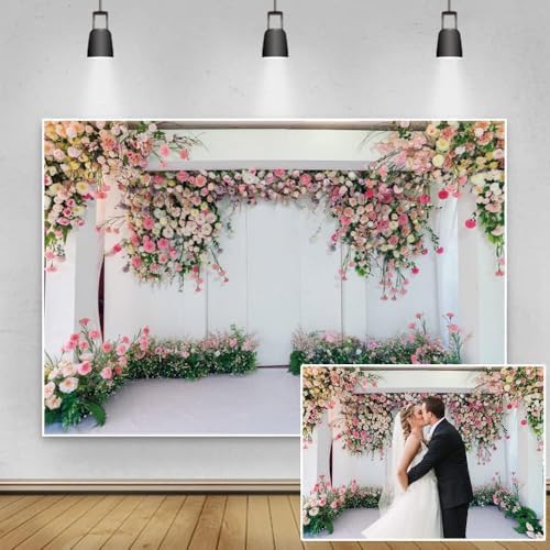 Yeele 20x10ft Pink Floral Wedding Backdrop