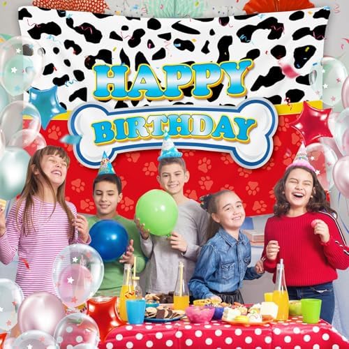 Red Dog Paw Birthday Party Backdrop Set