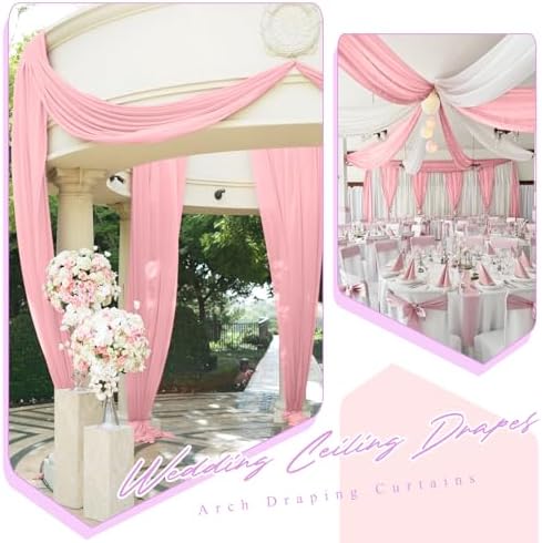 6 Panels Dusty Rose Ceiling Drapes for Wedding and Events