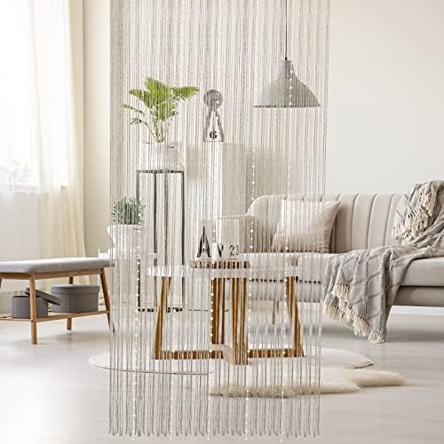 Champagne Beaded String Curtain for Doorway 36x77 Inch