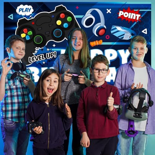 Video Game Birthday Decorations Banner 71x43 Inch