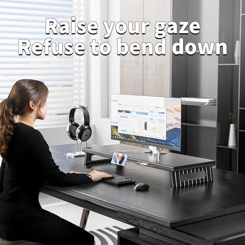 All-Metal Foldable Monitor Stand with Phone Holder