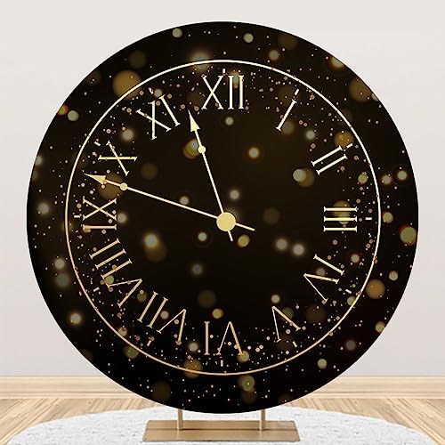 AOFOTO 65x65ft Round Countdown Clock Photo Backdrop with Gold Bokeh