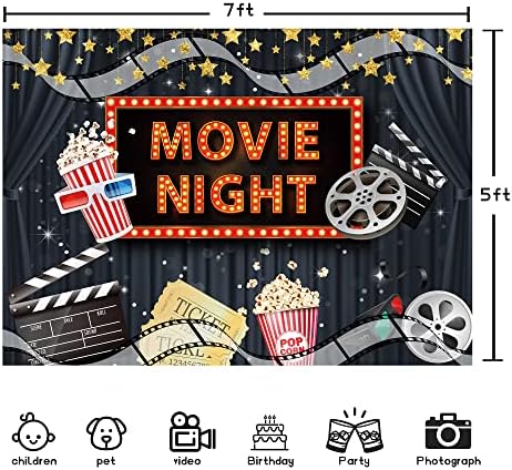 Movie Night Backdrop 7x5ft for Parties and Photo Booths