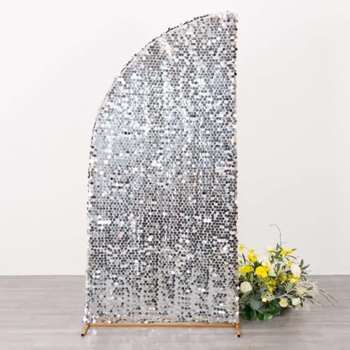 Efavormart 6ft Silver Sequin Chiara Backdrop Stand Cover