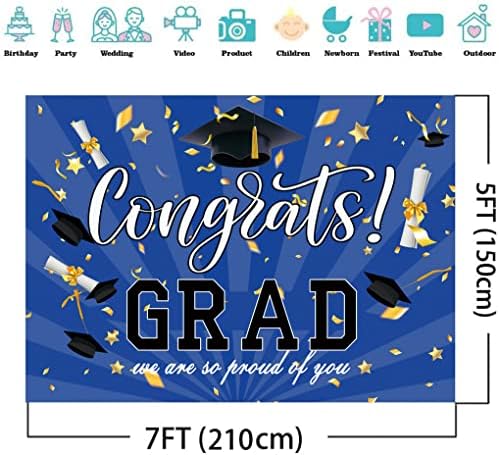 7x5 Ft Blue Graduation Photography Backdrop