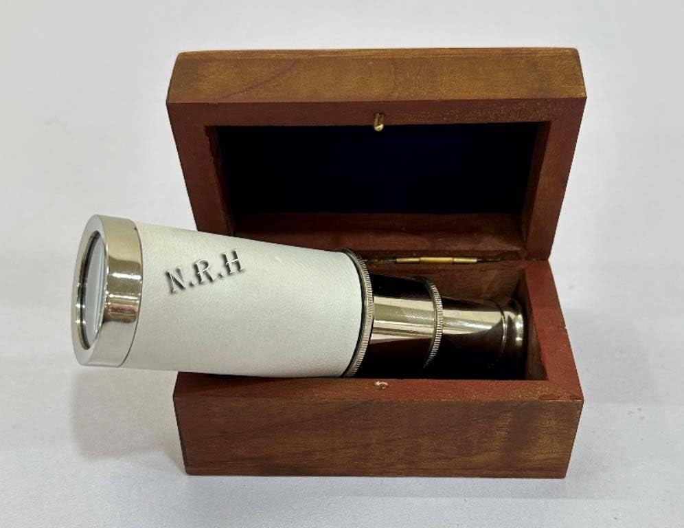 Brass Spyglass Telescope with Wooden Box
