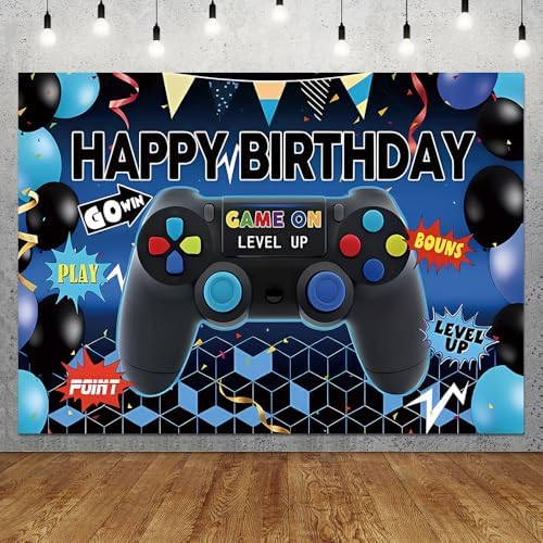 Qian 7x5ft Kids Birthday Party Photo Backdrop Level Up Game