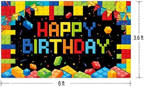 CHXSM 6x36ft Colorful Blocks Birthday Banner Backdrop