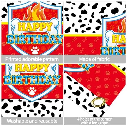 5x3ft Red Dog Paw Birthday Party Decor Backdrop