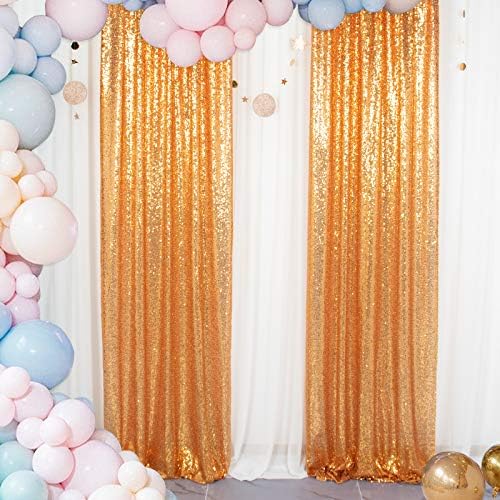 ShinyBeauty Sparkle Backdrop Curtain Gold 2 Panels Set