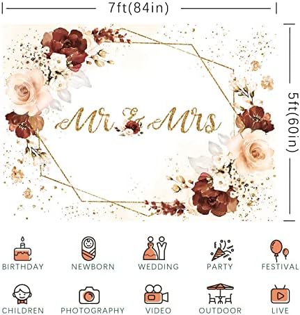 Mr Mrs Engagement Decor Backdrop 7x5ft Pink Floral Wedding