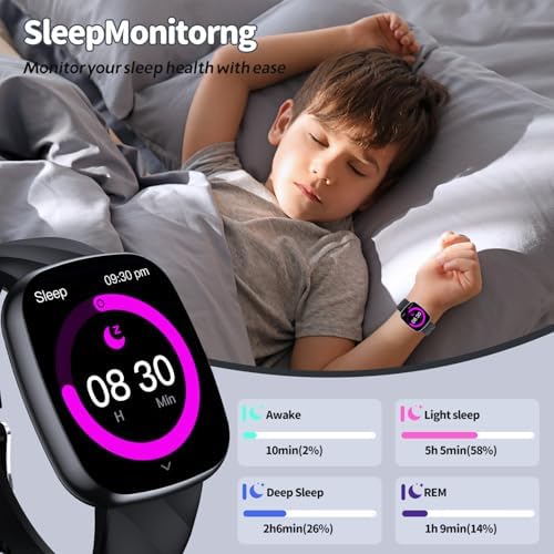 AYATAHA Smart Watch for Kids Ages 5-15 S60K Black