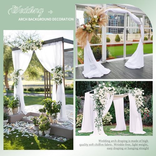 4 Panels White Polyester Wedding Arch Draping Fabric 28x20 Feet Each