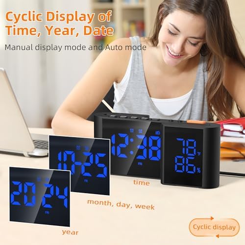 Vauno Alarm Clock Radio with USB Port and Bright Display
