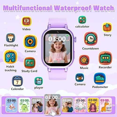 Kids Waterproof Smart Watch with HD Camera and 39 Puzzle Games