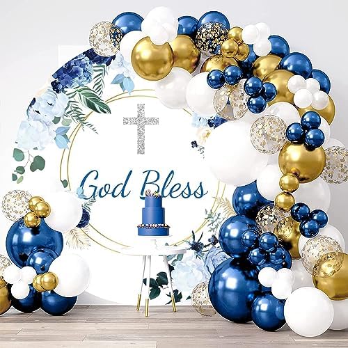 7x7ft God Bless Round Backdrop Cover for Baby Shower and Holy Communion