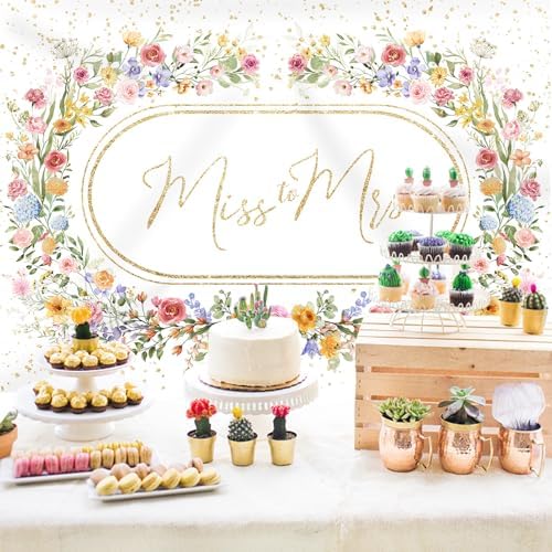 Miss to Mrs Floral Bridal Shower Backdrop 7x5ft