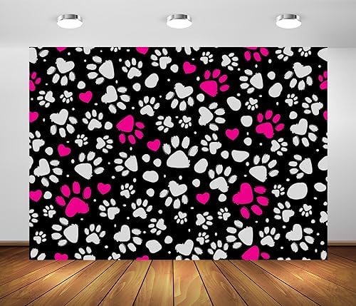 BELECO 5x3FT Paw Print Fabric Backdrop
