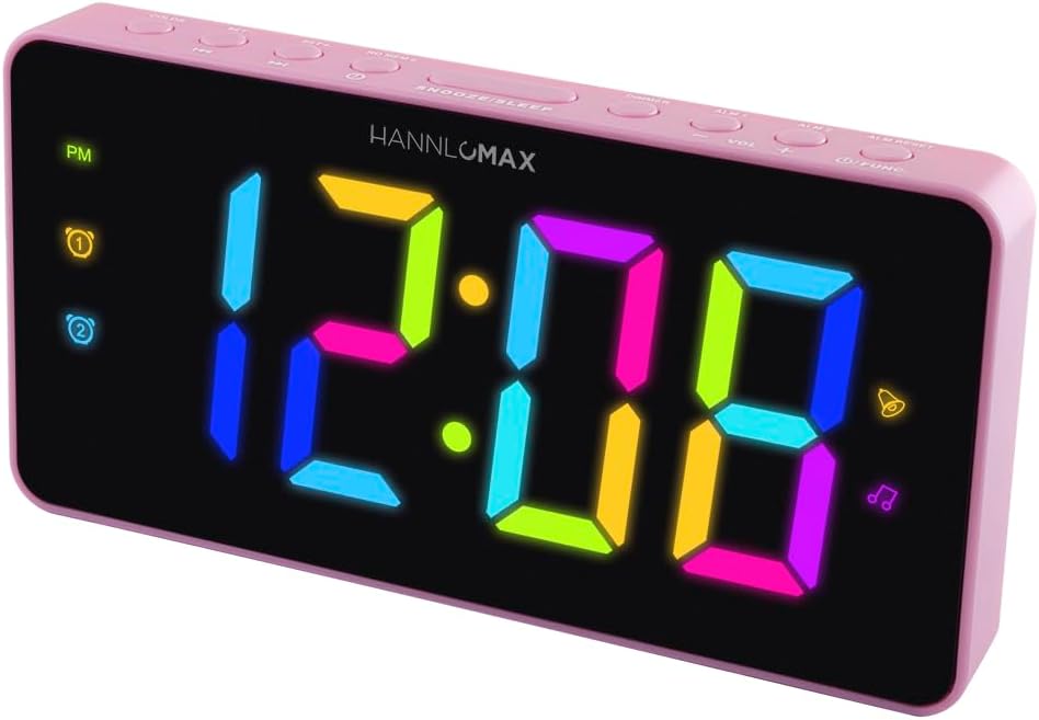 HANNLOMAX HX-160CR FM Radio Alarm Clock with RGB Display