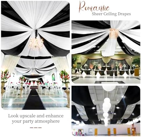 6 Panels Black Ceiling Drapes Wedding Chiffon Arch Decorations
