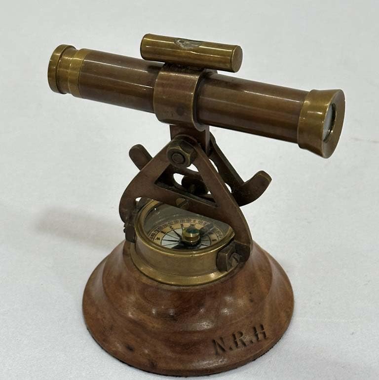 Brass Alidade Telescope 4 Inch with Compass