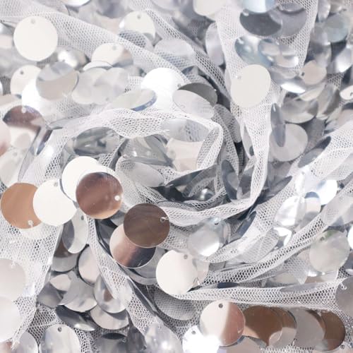 Efavormart 6ft Silver Sequin Chiara Backdrop Stand Cover