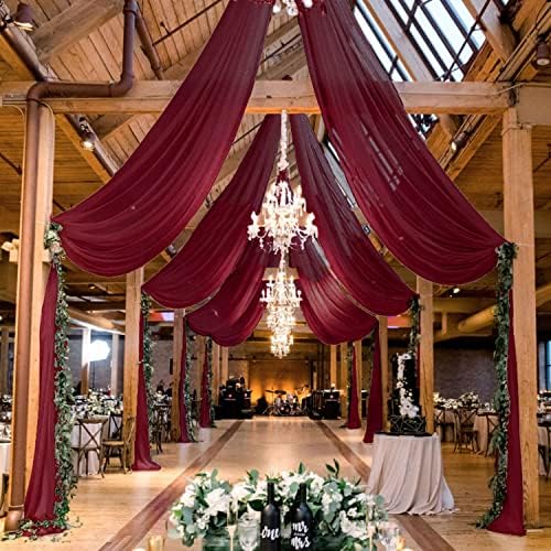 MODFUNS Burgundy Ceiling Drapes for Weddings