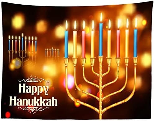 BELECO 8x6ft Hanukkah Photo Backdrop with Golden Glitter and Bokeh Lights
