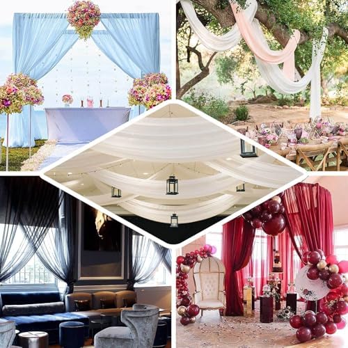 Nude Sheer Chiffon Curtain Panel Backdrop 5ft x14ft