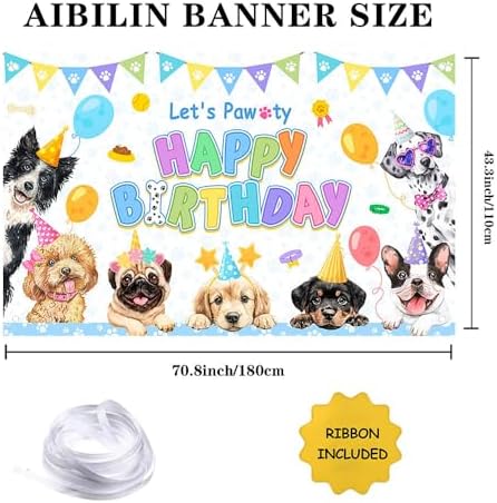 Dog Birthday Decorations Blue Puppy Party Banner Backdrop